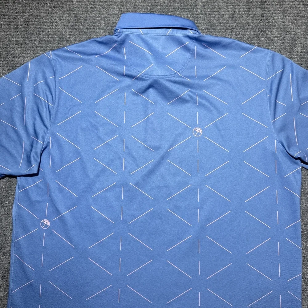 Puma x Arnold Palmer Geo Polo Shirt Mens Sz L Blue Golf Big Cedar National Final